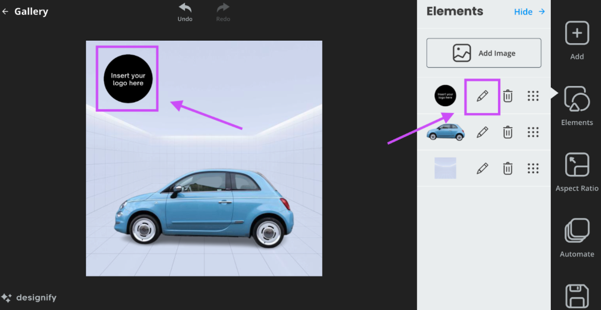Editing the logo on Fiat 500's picture