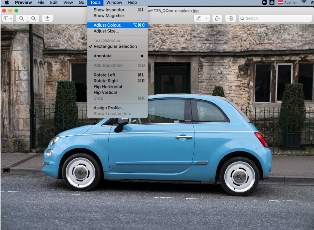 Modifying car photo on MacBook