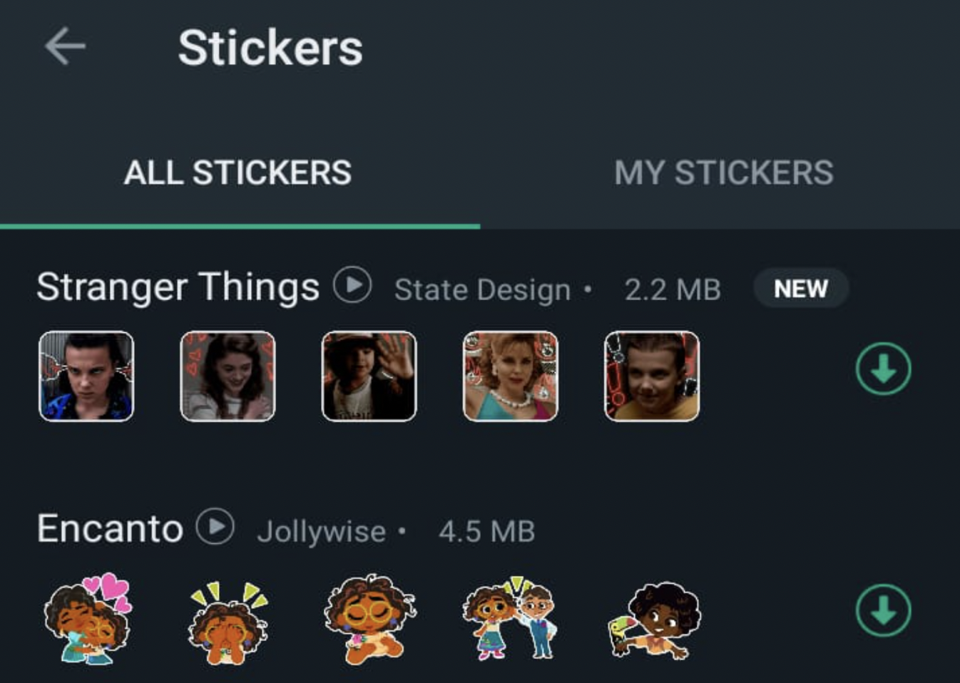 Whatsapp stickers feature