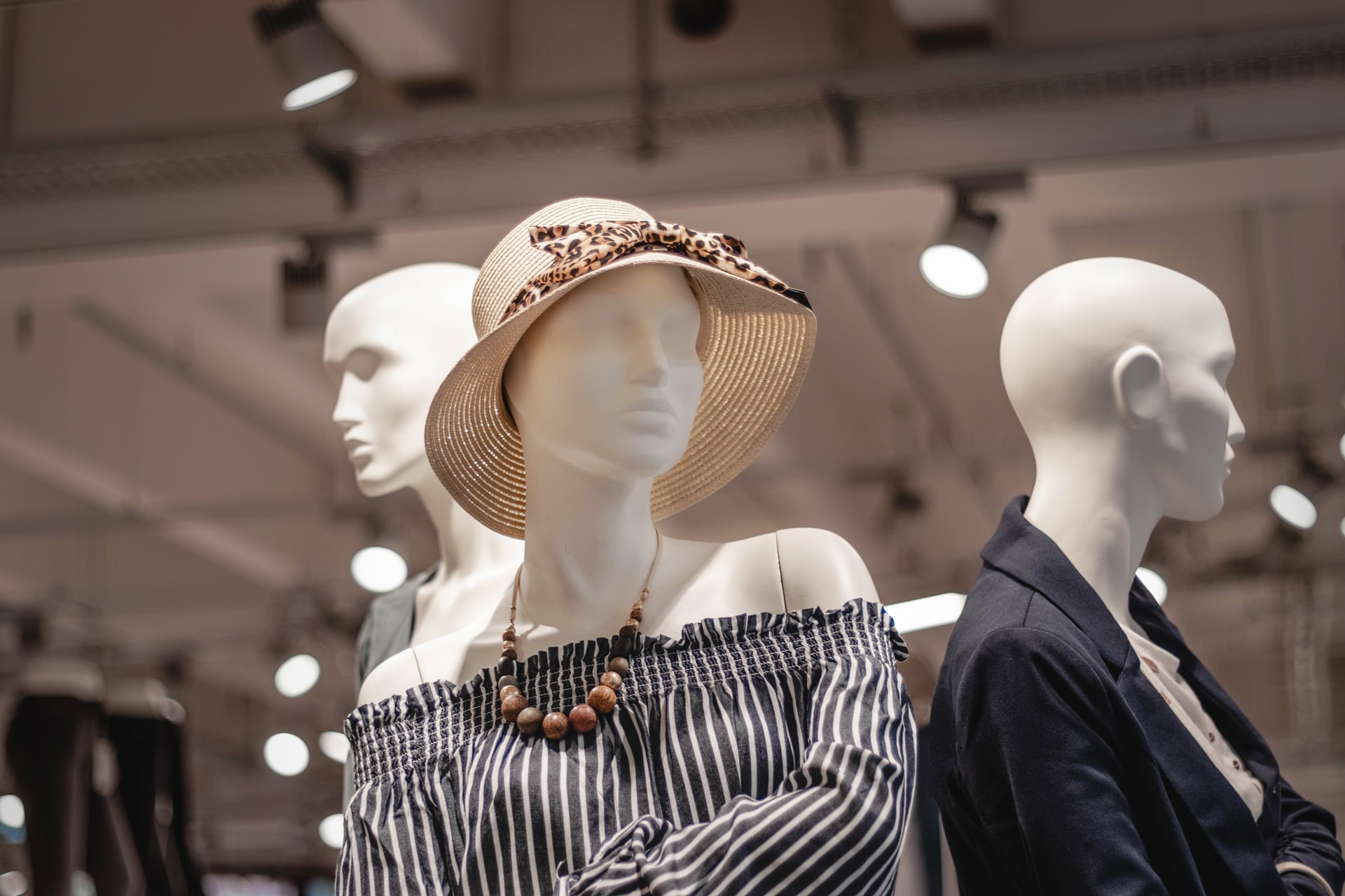 Dressed up mannequins in a store