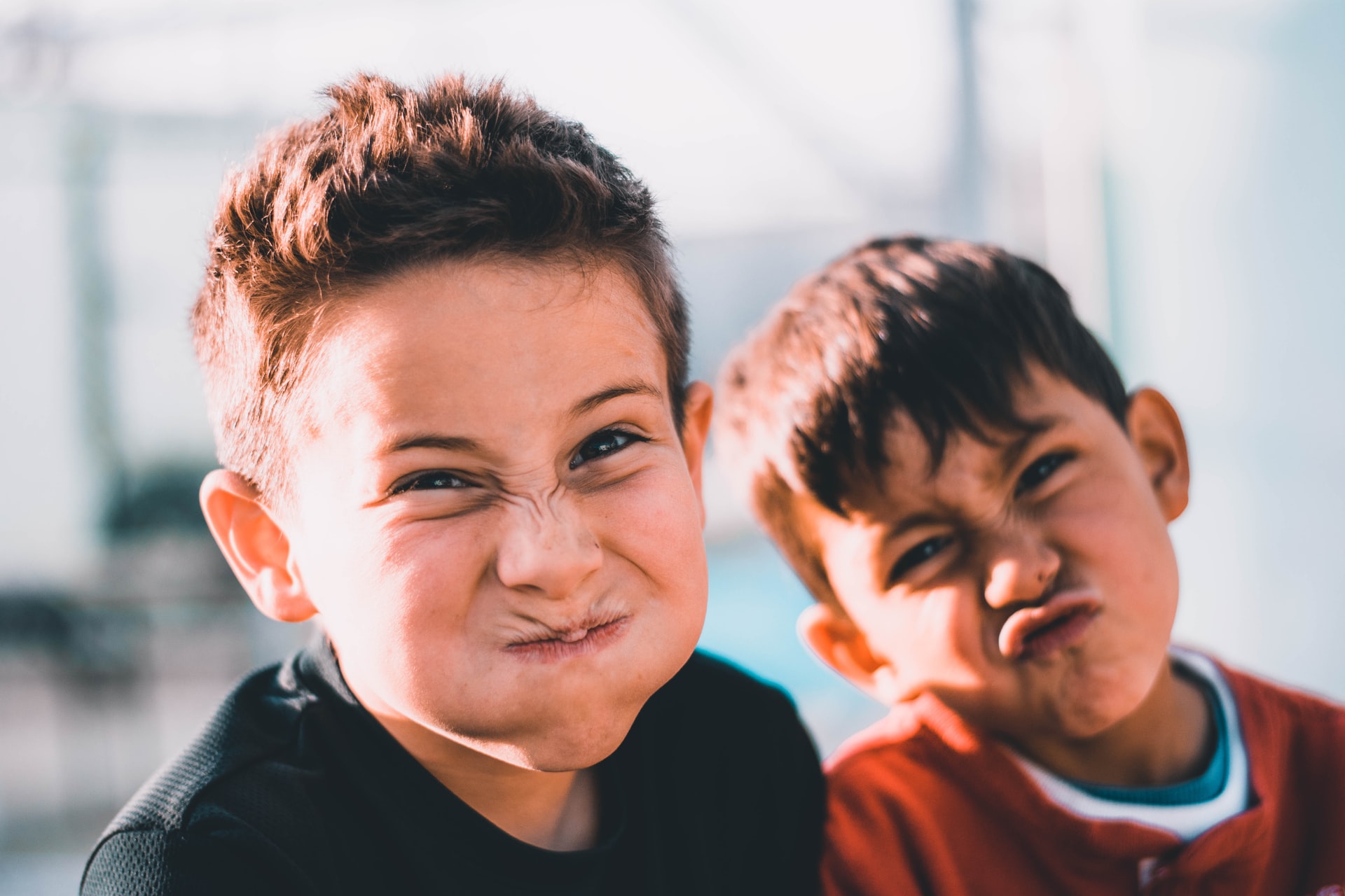 Boys making funny faces