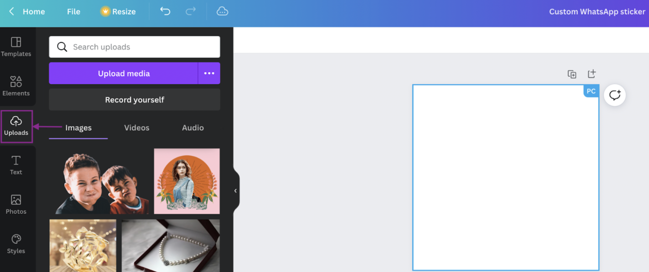 How to create WhatsApp Stickers in Canva